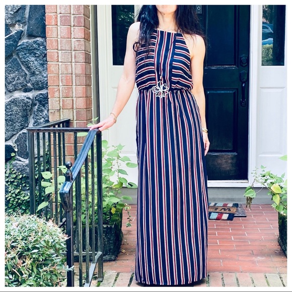 PRETTY MULTI STRIPES SIDE SLITS MAXI DRESS - Picture 9 of 10